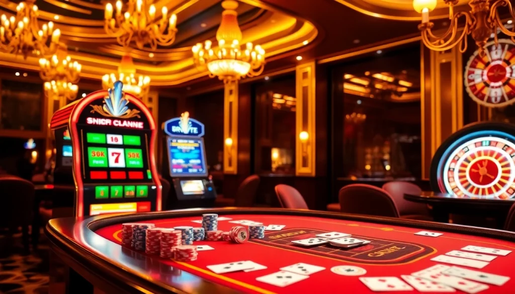 Experience the thrill of gambling with depo 5k at a luxurious casino table filled with vibrant chips and cards.