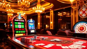 Experience the thrill of gambling with depo 5k at a luxurious casino table filled with vibrant chips and cards.