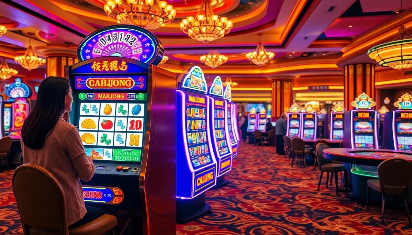 Experience the thrill of the mahjong slot demo in a luxurious casino setting.