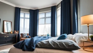 Verduisterende gordijnen zorgen voor optimale verduistering en stijlen in een moderne slaapkamer.