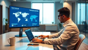 快连VPN 应用在现代办公环境的多设备展示，体现安全性与连通性。