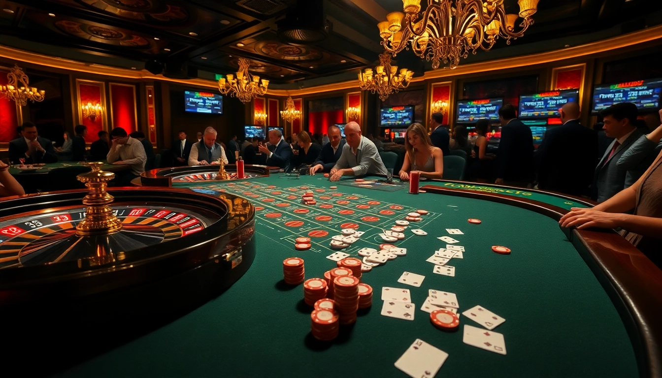Players engaging in exciting layarkaca21 strategies at a luxurious casino table.