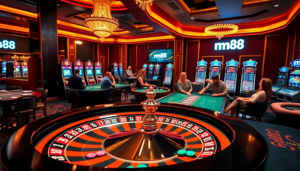 Experience thrilling gaming action at mm88 with vibrant roulette, poker, and slot machines.