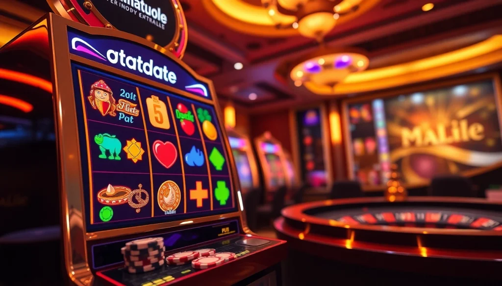 Experience thrilling wins at gtatogel with vibrant slot machines and colorful poker chips.