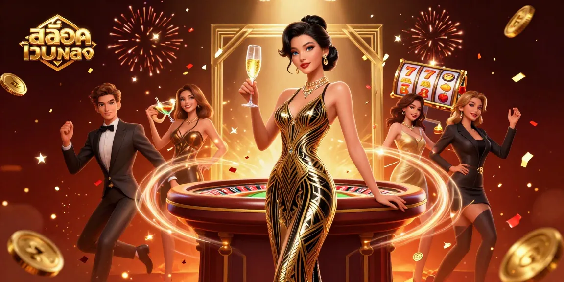 Spin to win with สล็อตเว็บตรง in a glamorous casino scene filled with slot reels and excitement.