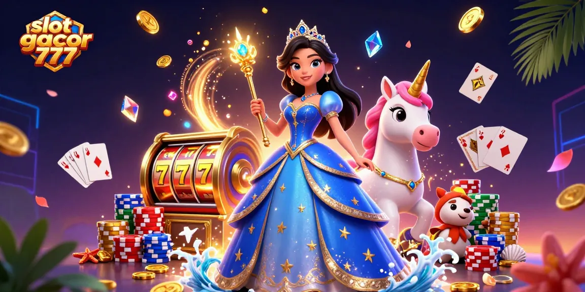 Experience the excitement of slot gacor 777 in a vibrant 3D illustration with a glamorous character and lucky symbols.