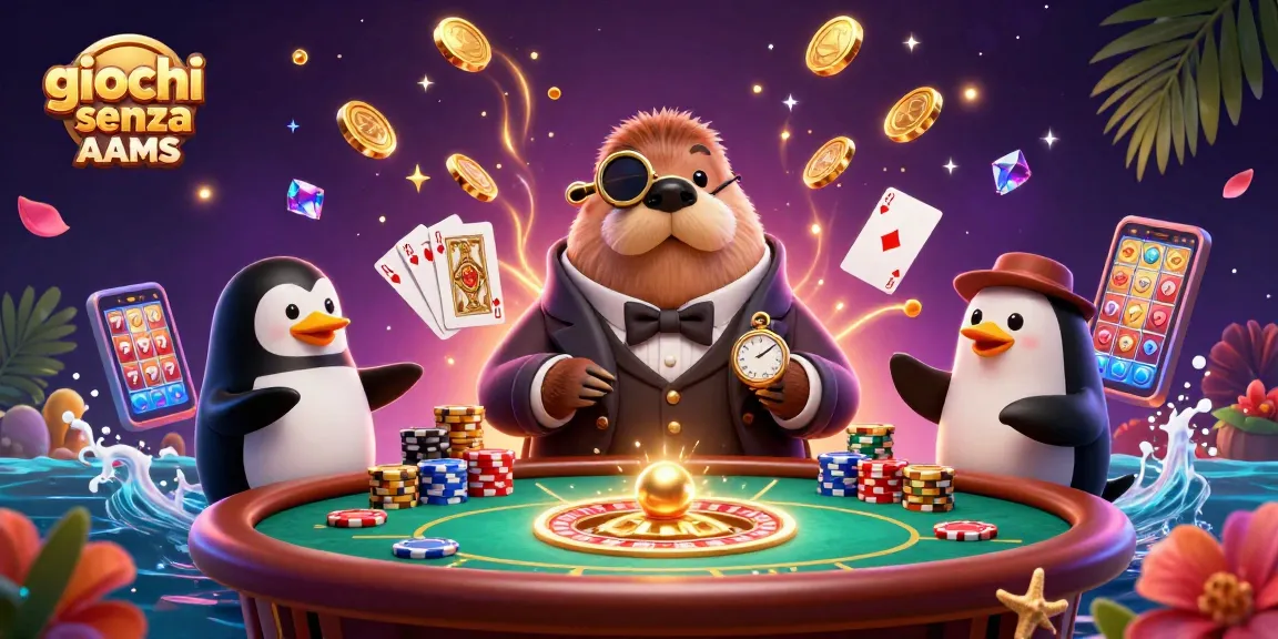 Scopri emozionanti giochi senza AAMS con vivace azione nei casinò subacquei che presenta un tricheco, un dealer pinguino e un pesce puffer che bluffa.