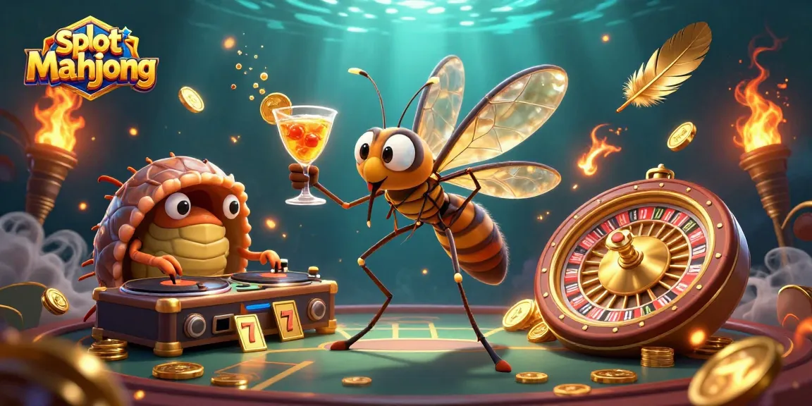 Immerse in slot mahjong excitement with vibrant casino illustrations featuring lively characters