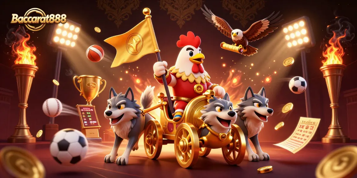 Experience winning strategies with Baccarat888 in this vibrant, action-packed casino scene.