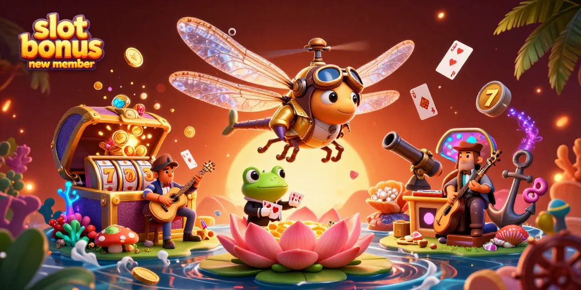 Engage in thrilling action with the slot bonus new member at a vibrant lily pad casino.