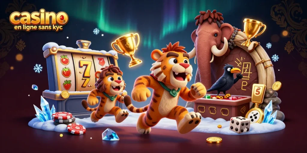 Profitez de jeux palpitants dans un casino en ligne sans kyc avec des personnages amusants et des éléments de jeu.