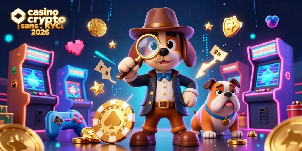 Jouer au casino crypto sans KYC 2026 tout en cherchant des indices sur un jeton de poker.