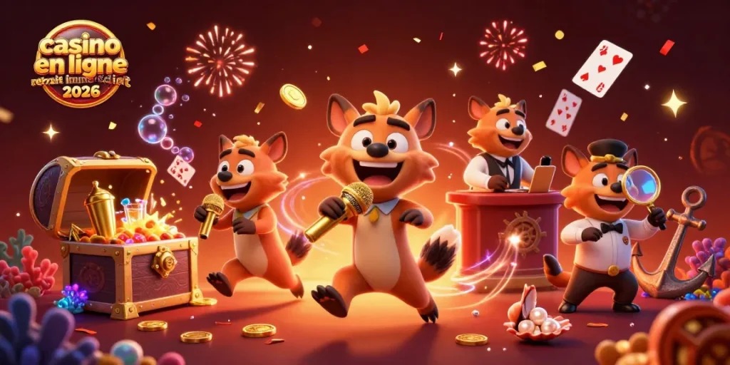 Découvrez le casino en ligne retrait immédiat 2026, une illustration colorée animée avec des hyènes en action.